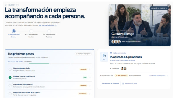 Resumen del programa de inducción, próximos encuentros y avance del equipo